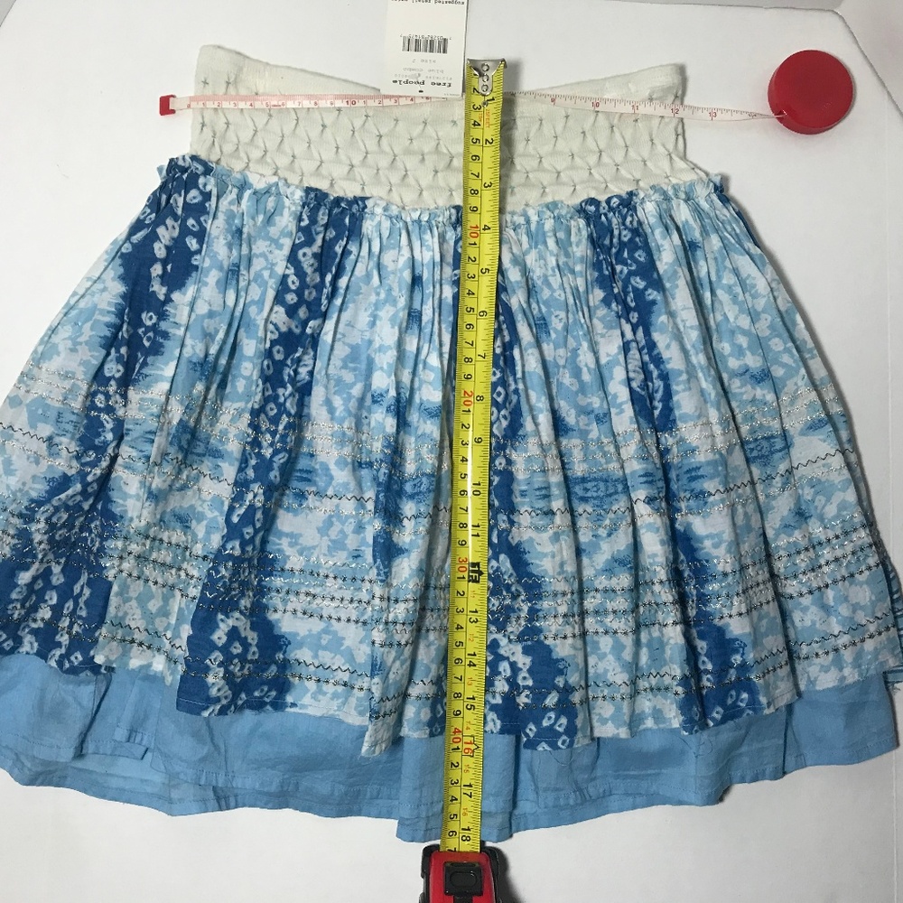 BNWT XS Free People Blue/white/silver Mini Skirt 2 PRICE FIRM NO DISCOUNTS - Picture 5 of 12